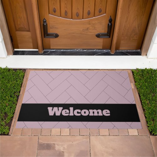 Purple Herringbone Welcome Personalize Doormat