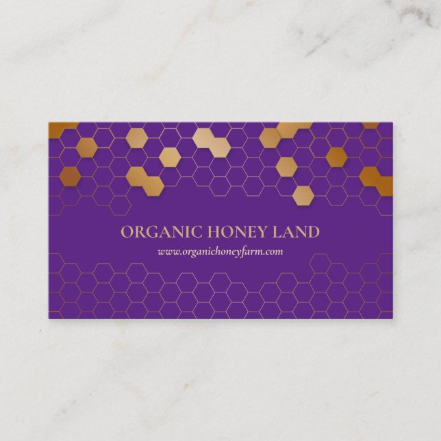 purple hexagon honeycomb business card (Front)