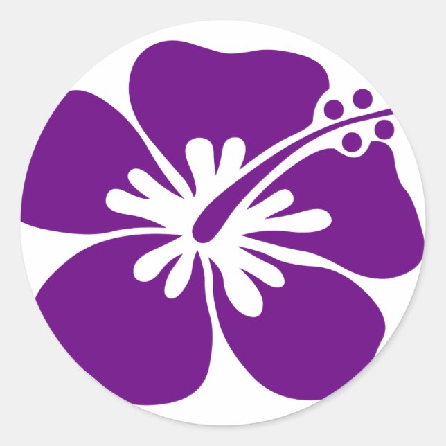 purple hibiscus aloha flower classic round sticker (Front)