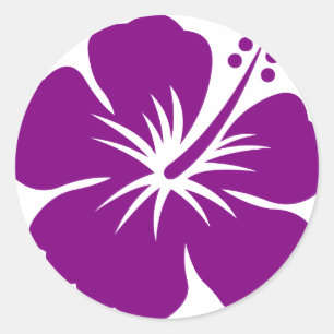 Purple hibiscus aloha flower classic round sticker