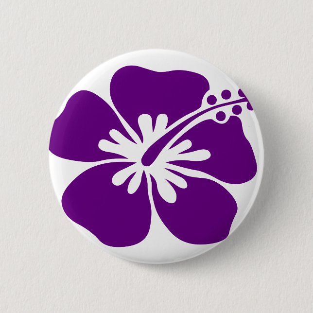 purple hibiscus aloha flower pinback button (Front)