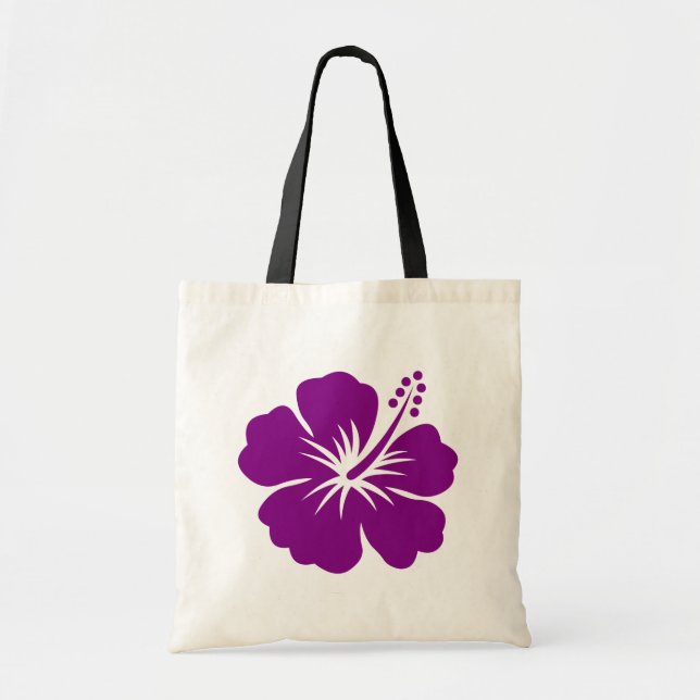 Purple hibiscus aloha flower tote bag (Front)