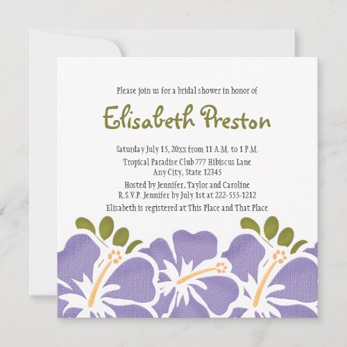 Purple Hibiscus Bridal Shower Invitations