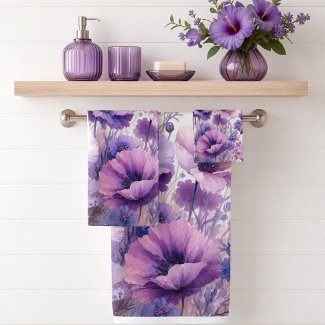 Purple Hibiscus Floral Watercolor