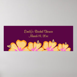 Purple Hibiscus Flower Customizable Banner Poster
