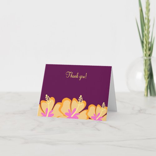 Purple Hibiscus Flower Folded Thank you notes