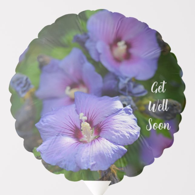 Purple Hibiscus Flower Get Well Soon Balloon (Front)