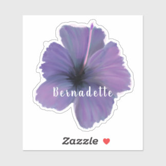 Purple Hibiscus flower name sticker