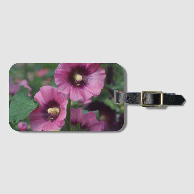 Purple hibiscus flowers luggage tag (Front Horizontal)