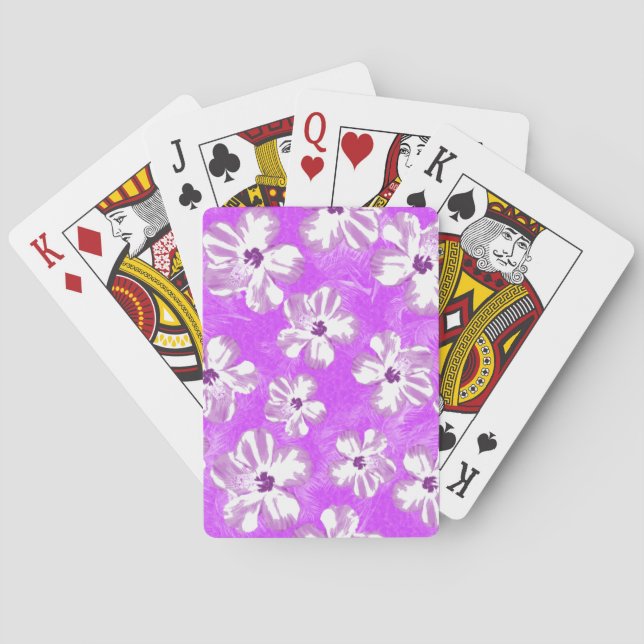 Purple Hibiscus Flowers Poker Cards (Back)