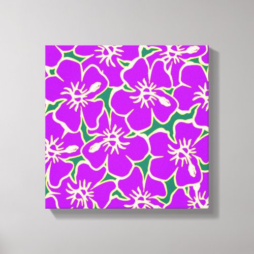 Purple Hibiscus Flowers Tropical Hawaiian Luau Art Canvas Print