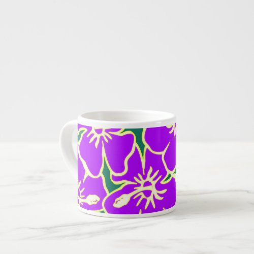 Purple Hibiscus Flowers Tropical Hawaiian Luau Espresso Cup