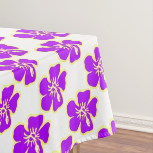 Purple Hibiscus Flowers Tropical Hawaiian Luau Tablecloth