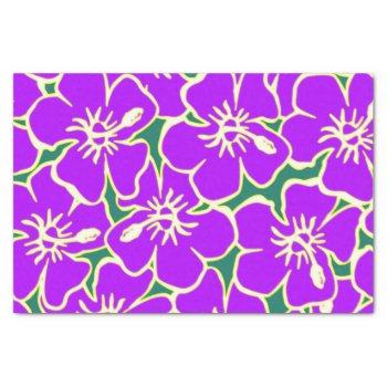 Purple Hibiscus Flowers Tropical Hawaiian Luau Tissue Paper by macdesigns2 at Zazzle
