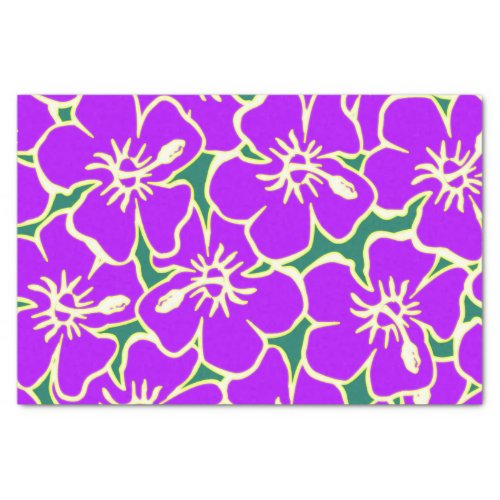 Purple Hibiscus Flowers Tropical Hawaiian Luau Tissue Paper
