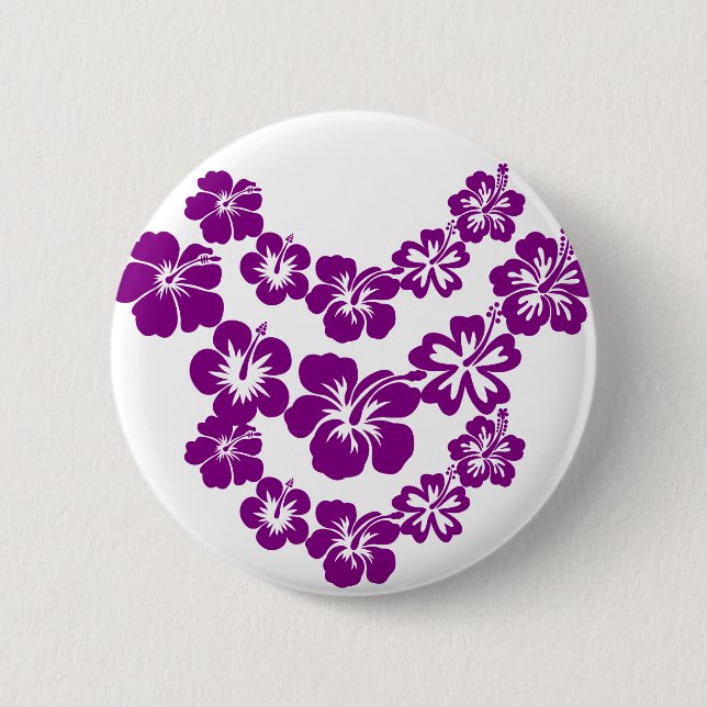 Purple hibiscus leis button (Front)
