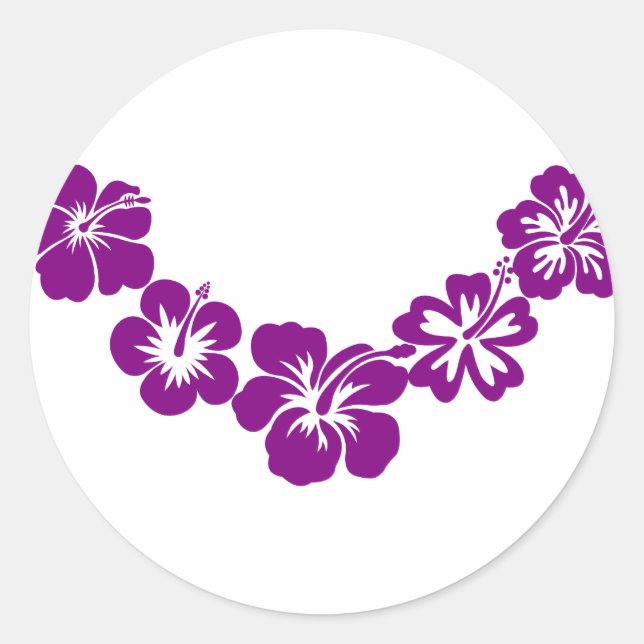 Purple hibiscus leis classic round sticker (Front)