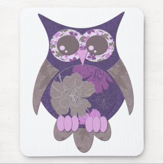 Purple Hibiscus Owl Mousepad