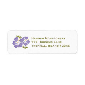 Purple Hibiscus Return Address Labels Custom