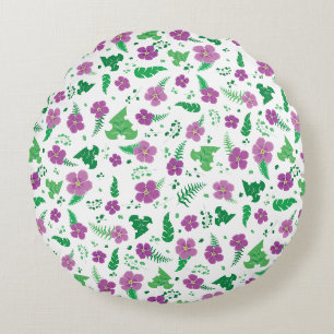 Purple Hibiscus Round Pillow