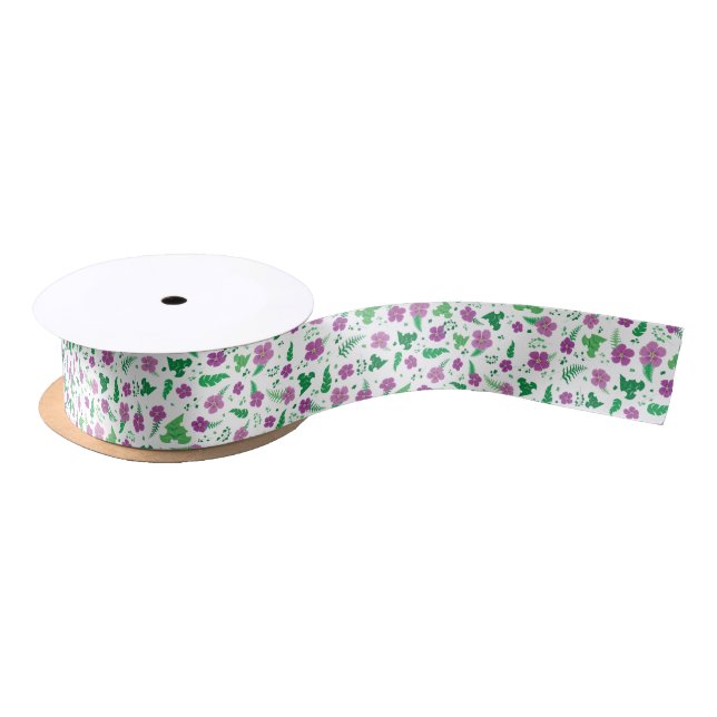 Purple Hibiscus Satin Ribbon (Spool)