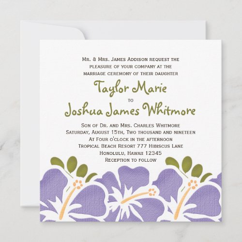 Purple Hibiscus Wedding Invitations