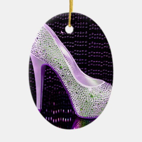 Purple High Heel Ceramic Ornament