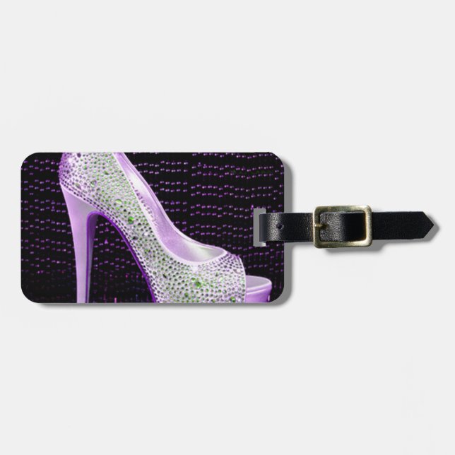 Purple High Heel Luggage Tag (Front Horizontal)