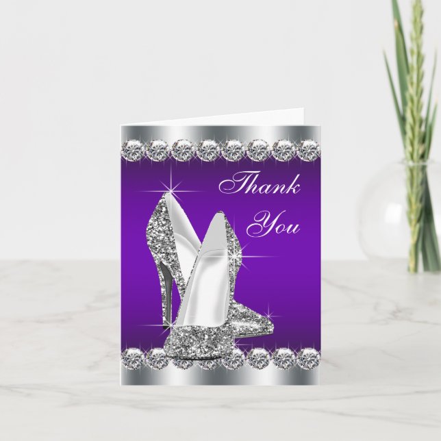 Purple High Heel Shoe Thank You Cards (Front)