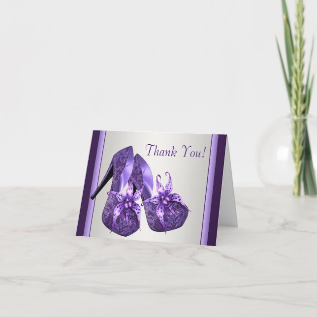Purple High Heel Shoes Thank You Cards (Front)