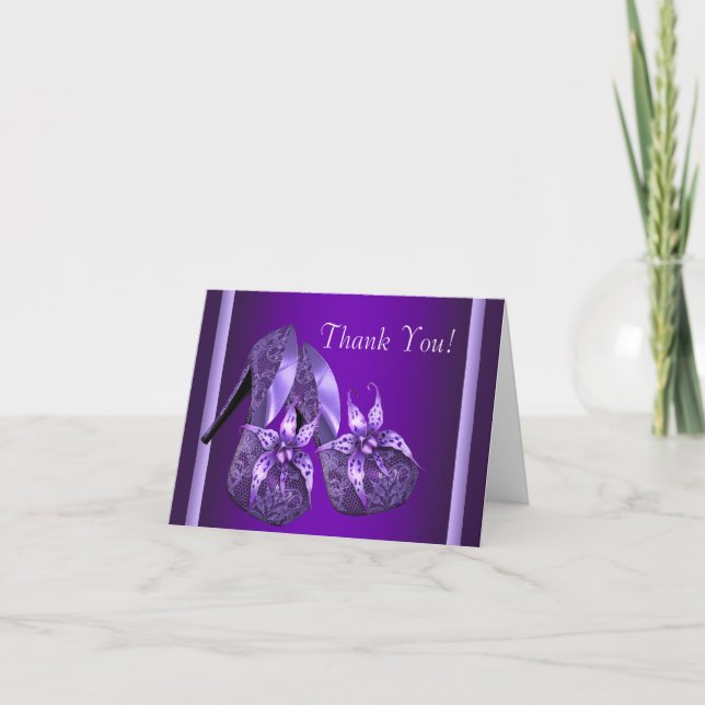 Purple High Heel Shoes Thank You Cards (Front)