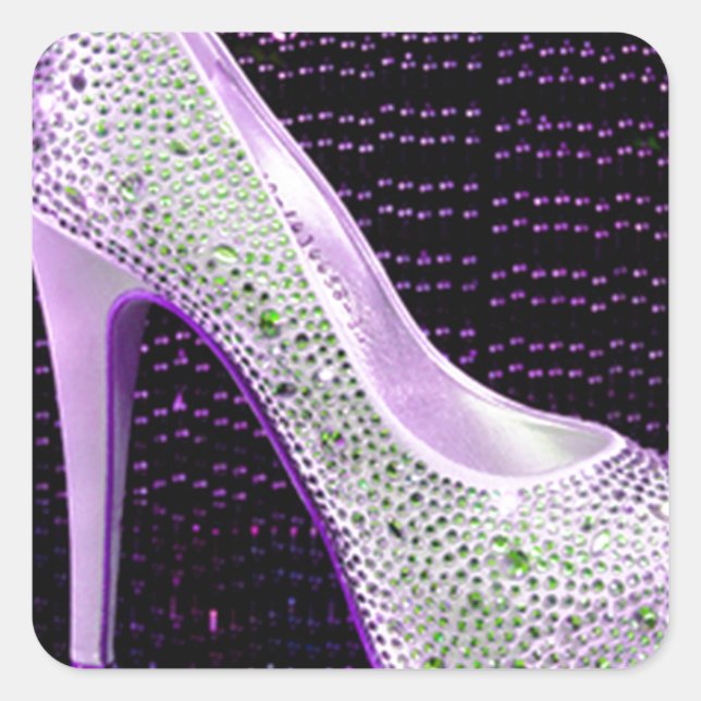 Purple High Heel Square Sticker (Front)