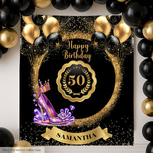 Purple High Heels 50th Birthday Party Backdrop