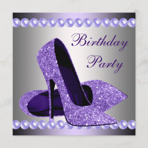 Purple High Heels Shoes Birthday Party Invitation