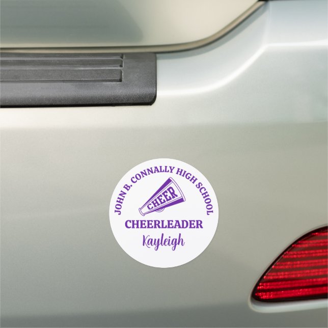 Purple High School Cheerleader Personalized Car Magnet (In Situ)