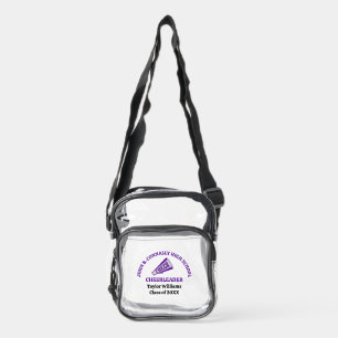Purple High School Cheerleader Personalized Clear Crossbody Bag