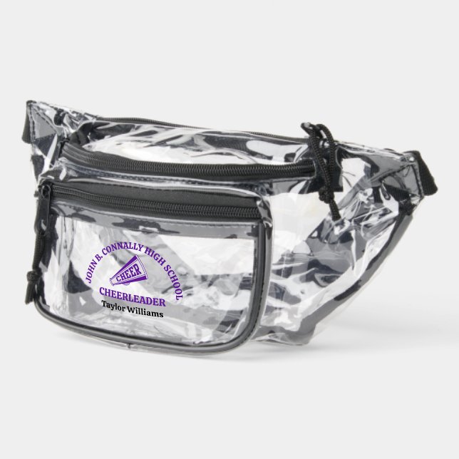 Purple High School Cheerleader Personalized Clear Fanny Pack (Left)
