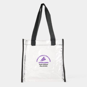 Purple High School Cheerleader Personalized Clear Tote Bag