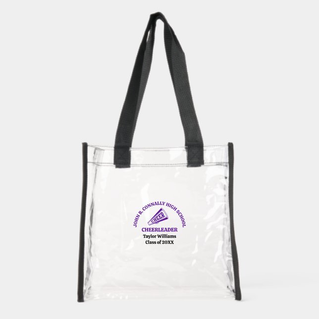 Purple High School Cheerleader Personalized Clear Tote Bag (Front)