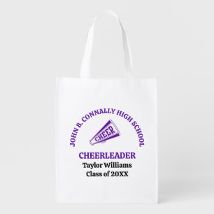 Purple High School Cheerleader Personalized Grocery Bag