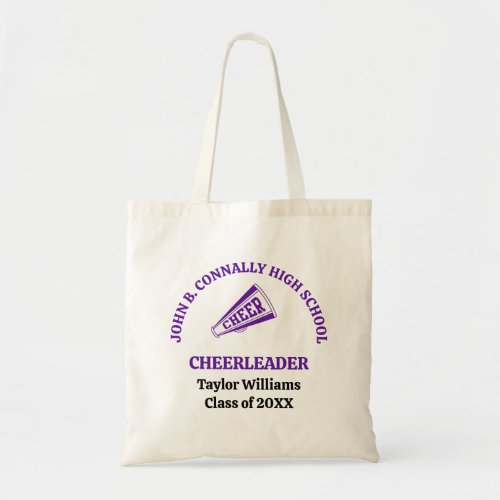 Purple High School Cheerleader Personalized Tote Bag