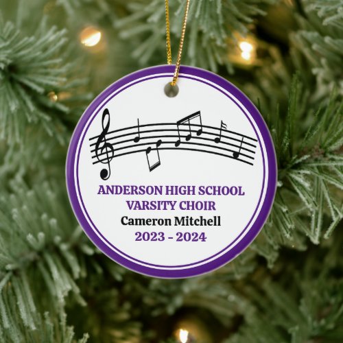 Purple High School Choir Custom Christmas Ceramic Ornament