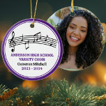 Purple High School Choir Custom Christmas Ceramic Ornament<br><div class="desc">This modern purple high school choir Christmas ornament features the student and chorale name under the musical staff with treble clef and music notes. Customize for a singer,  choir teacher,  or director for a great graduation gift.</div>