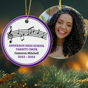 Purple High School Choir Custom Christmas Ceramic Ornament