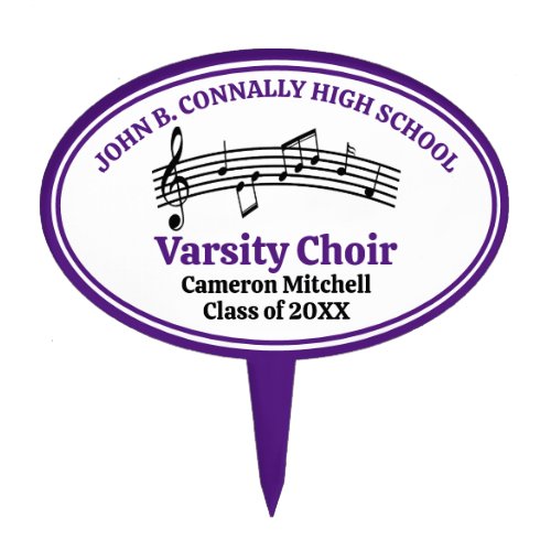 Purple High School Choir Custom Graduation Party Cake Topper