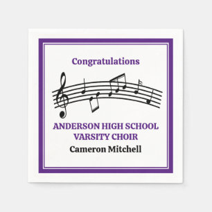 Purple High School Choir Custom Party Napkins