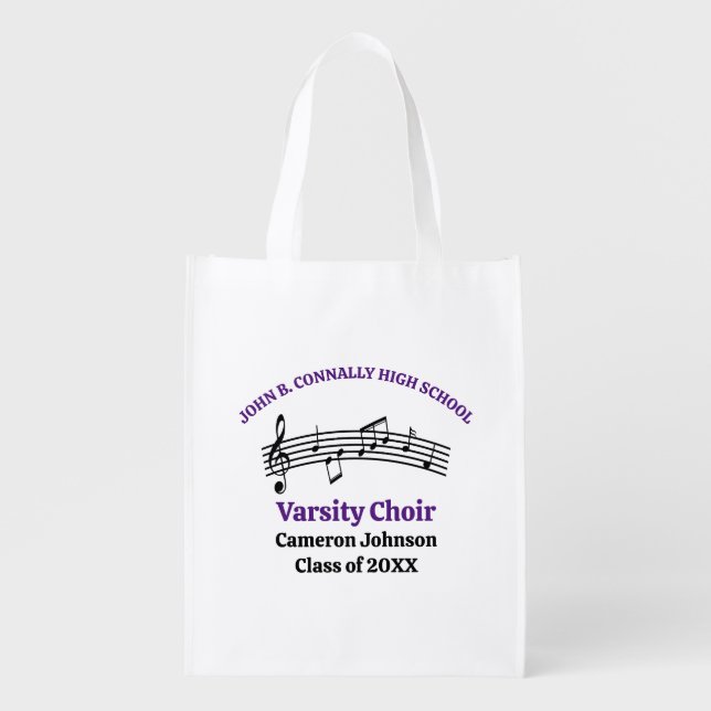 Purple High School Choir Customizable Grocery Bag (Front)