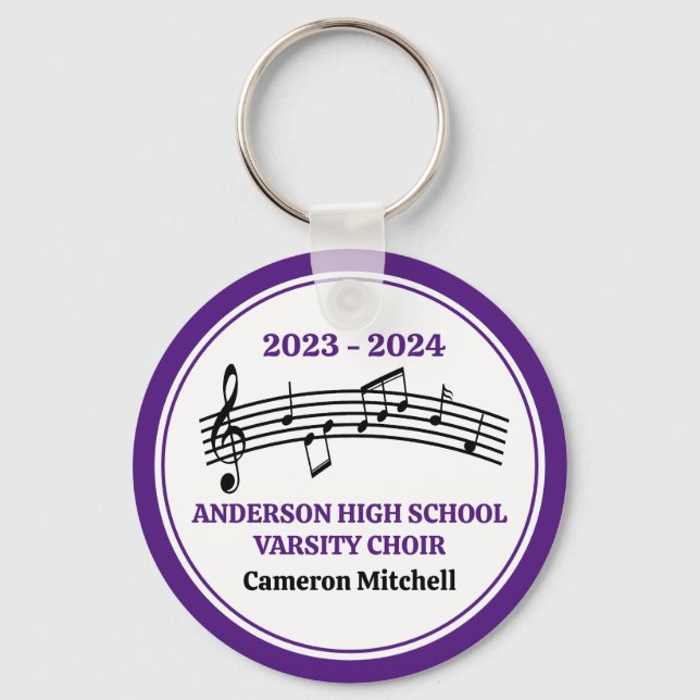 Purple High School Choir Personalized Keychain (Back)
