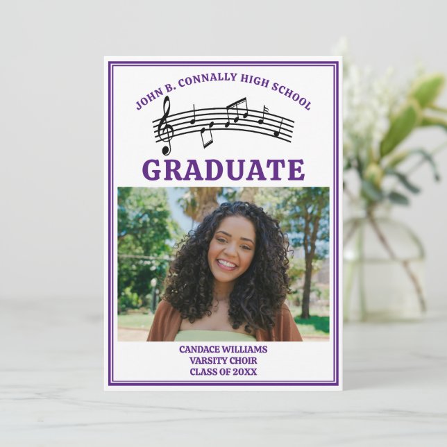 Purple High School Choir Photo Graduation Announcement (Standing Front)