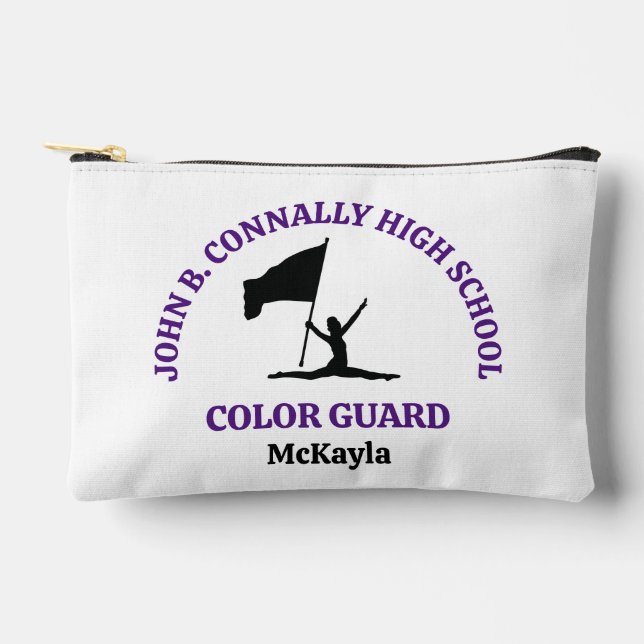 Purple High School Color Guard Personalized Accessory Pouch (Front)